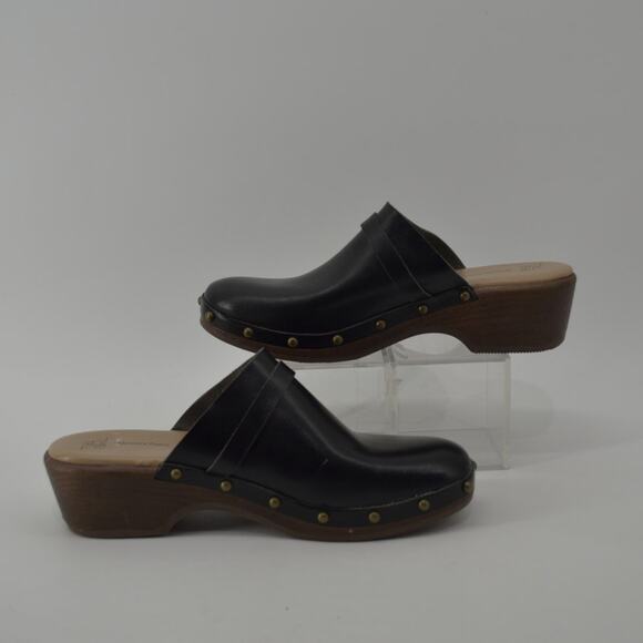 Time and Tru Womens Sz 8 Clogs Black Faux Leather Y2K Style - Picture 9 of 13